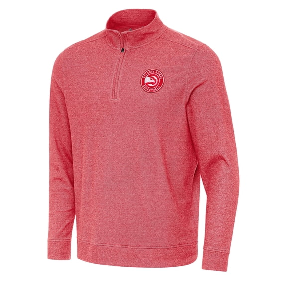 Men's Antigua Heather Red Atlanta Hawks Subtle Quarter-Zip Sweatshirt