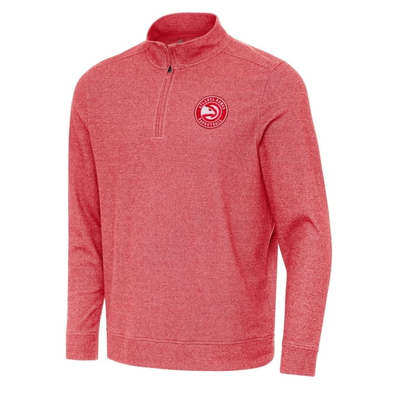 Men's Antigua Heather Red Atlanta Hawks Subtle Quarter-Zip Sweatshirt