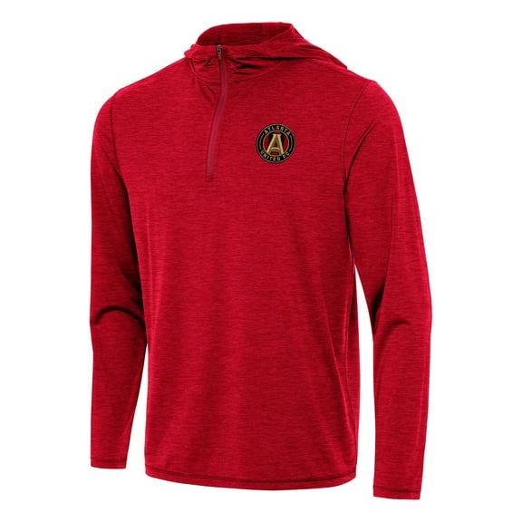 Men's Antigua Heather Red Atlanta United FC Tidy Quarter-Zip Hoodie