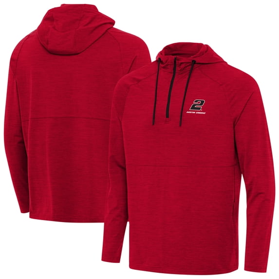 Men's Antigua Heather Red Austin Cindric Spikes Quarter-Zip Pullover Hoodie