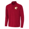 thumbnail image 1 of Men's Antigua Heather Red Calgary Flames Bright Quarter-Zip Top, 1 of 1