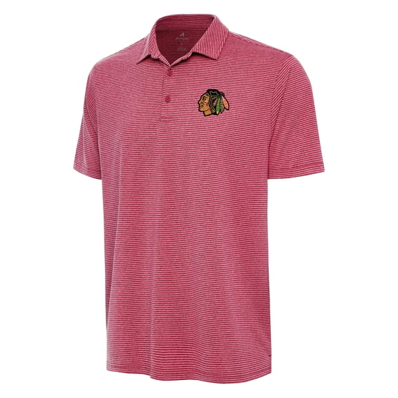 Men's Antigua Heather Red Chicago Blackhawks Scheme Polo
