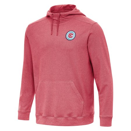 Men's Antigua Heather Red Chicago Fire Cloud Pullover Hoodie