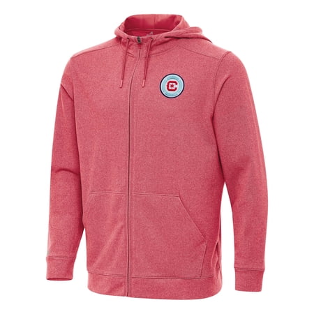 Men's Antigua Heather Red Chicago Fire Effortless Full-Zip Hoodie
