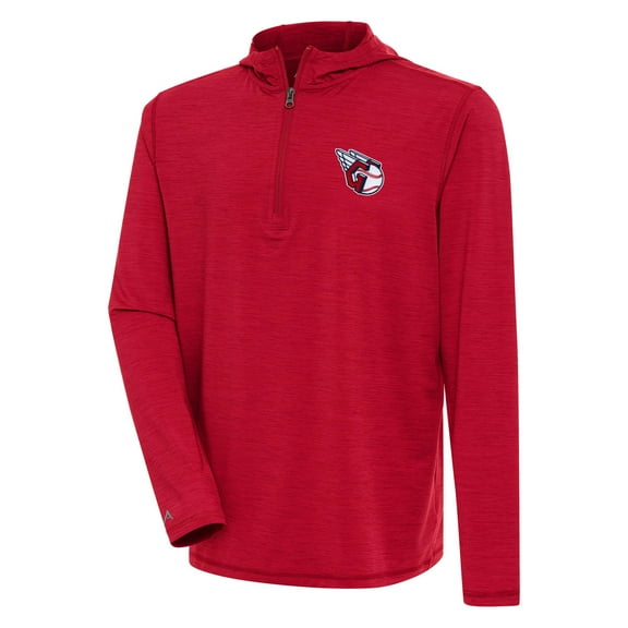 Men's Antigua Heather Red Cleveland Guardians Tidy Quarter-Zip Hoodie
