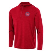 Mens Antigua Heather Red Detroit Pistons Tidy Quarter-Zip Hoodie