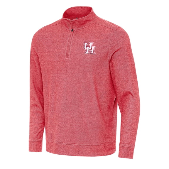 Men's Antigua Heather Red Houston Cougars Subtle Quarter-Zip Sweatshirt