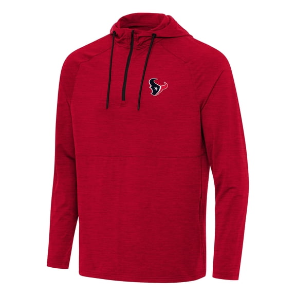 Men's Antigua  Heather Red Houston Texans Spikes Quarter-Zip Pullover Hoodie