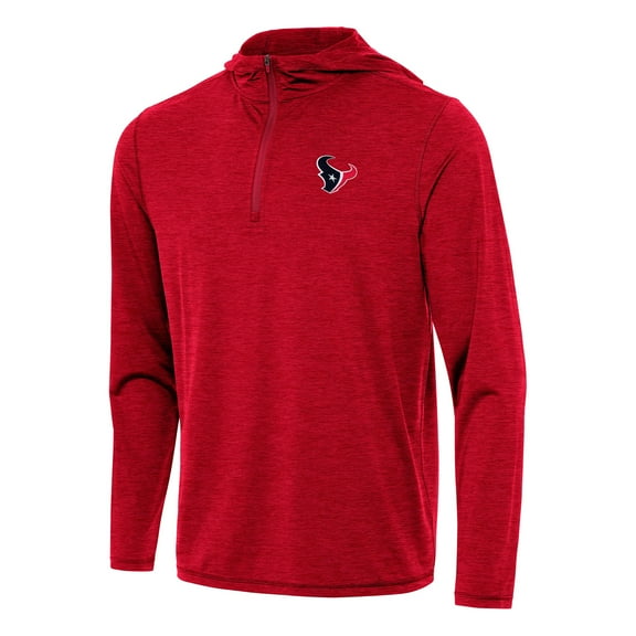 Men's Antigua Heather Red Houston Texans  Tidy Quarter-Zip Pullover Hoodie