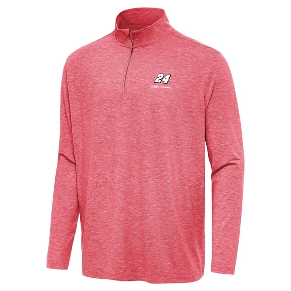 Men's Antigua Heather Red Jeff Gordon Hunk Quarter-Zip Top