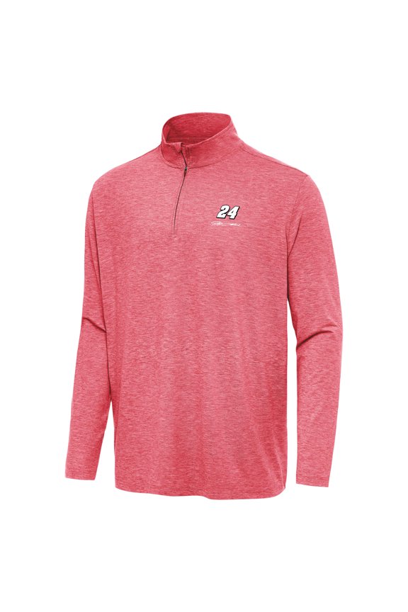 Men's Antigua Heather Red Jeff Gordon Hunk Quarter-Zip Top