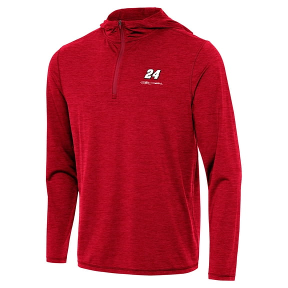 Men's Antigua Heather Red Jeff Gordon Tidy Quarter-Zip Hoodie
