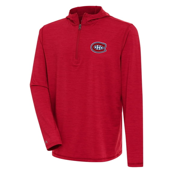 Men's Antigua Heather Red Montreal Canadiens Tidy Quarter-Zip Pullover Hoodie