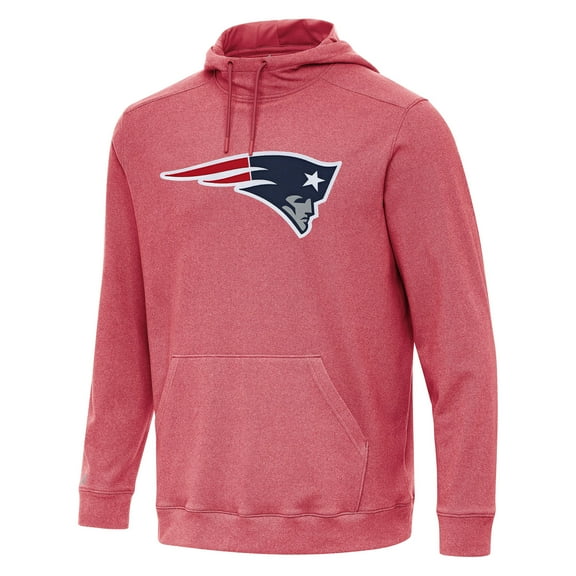 Men's Antigua Heather Red New England Patriots Cloud Pullover Hoodie