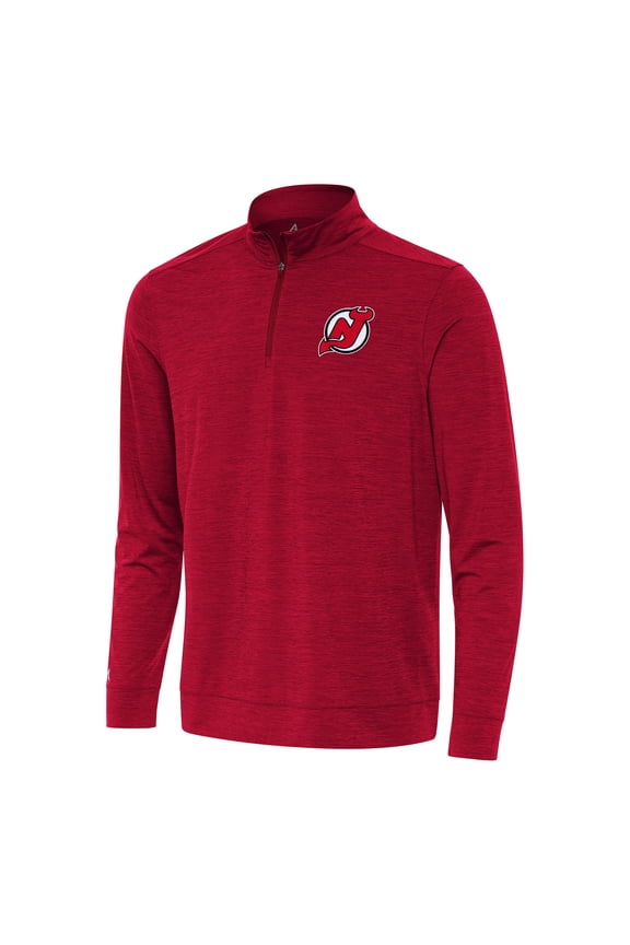 Men's Antigua Heather Red New Jersey Devils Bright Quarter-Zip Top