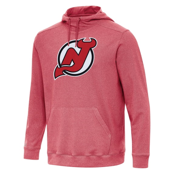 Men's Antigua Heather Red New Jersey Devils Cloud Pullover Hoodie