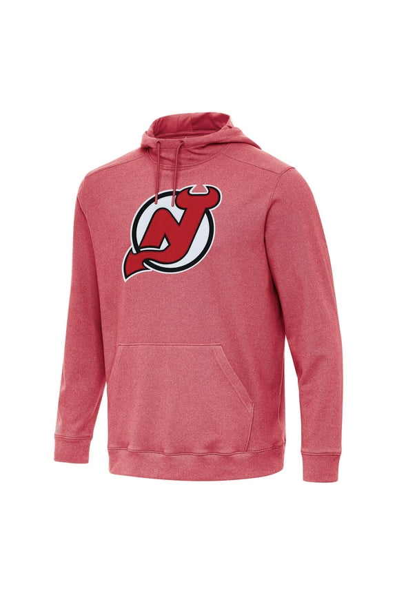 Men's Antigua Heather Red New Jersey Devils Cloud Pullover Hoodie