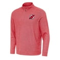 thumbnail image 1 of Men's Antigua Heather Red New Jersey Devils Subtle Quarter-Zip Sweatshirt, 1 of 1