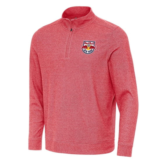 Men's Antigua Heather Red New York Red Bulls Subtle Quarter-Zip Jacket