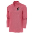 thumbnail image 1 of Men's Antigua  Heather Red Portland Trail Blazers Hunk Quarter-Zip Pullover Top, 1 of 1