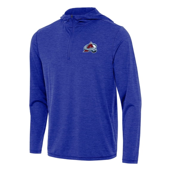 Men's Antigua Heather Royal Colorado Avalanche Tidy Quarter-Zip Hoodie