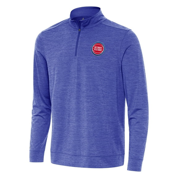 Men's Antigua Heather Royal Detroit Pistons Bright Quarter-Zip Top