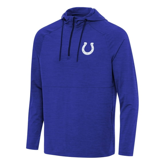 Men's Antigua  Heather Royal Indianapolis Colts Spikes Quarter-Zip Pullover Hoodie