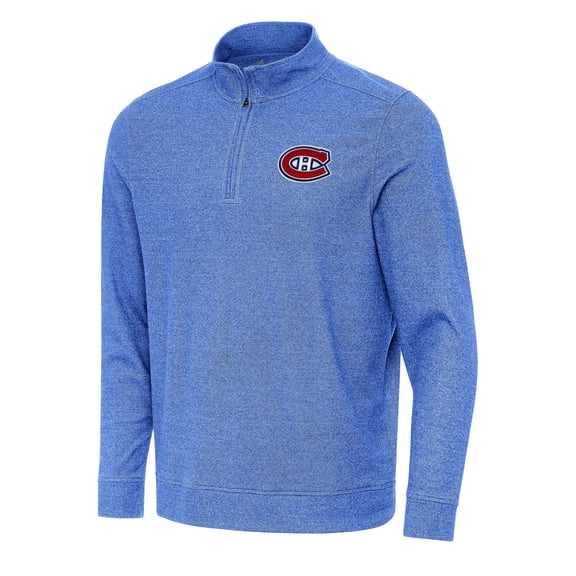 Men's Antigua Heather Royal Montreal Canadiens Subtle Quarter-Zip Sweatshirt