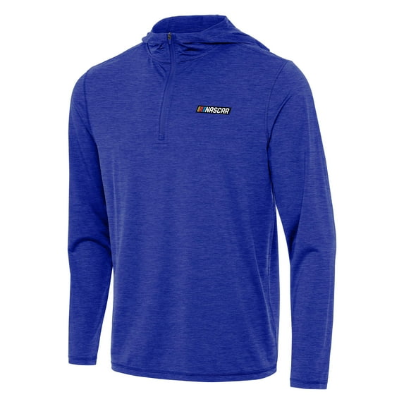 Men's Antigua Heather Royal NASCAR Merchandise Tidy Quarter-Zip Pullover Hoodie