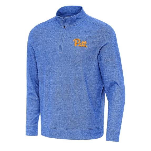Men's Antigua Heather Royal Pitt Panthers Subtle Quarter-Zip Sweatshirt