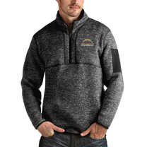 Men's Antigua Heathered Black Los Angeles Chargers Fortune Quarter-Zip Pullover Jacket