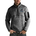 thumbnail image 1 of Men's Antigua Heathered Black Miami Marlins Fortune Half-Zip Sweater, 1 of 1
