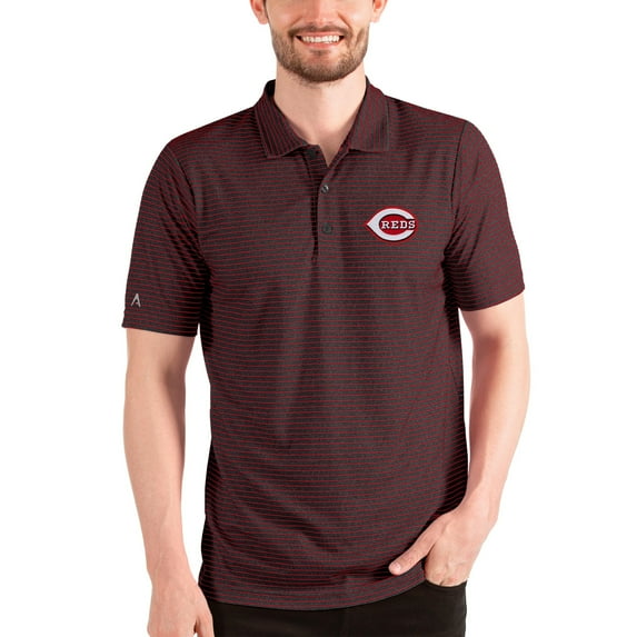 Men's Antigua Heathered Black/Red Cincinnati Reds Esteem Polo