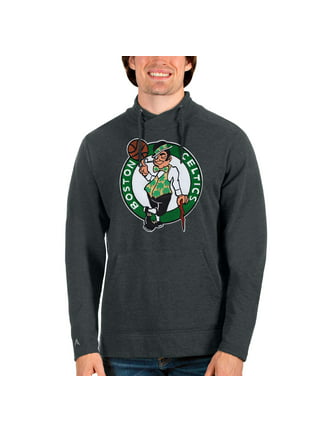 Men's Antigua Heathered Gray Boston Celtics Logo Victory Pullover Hoodie