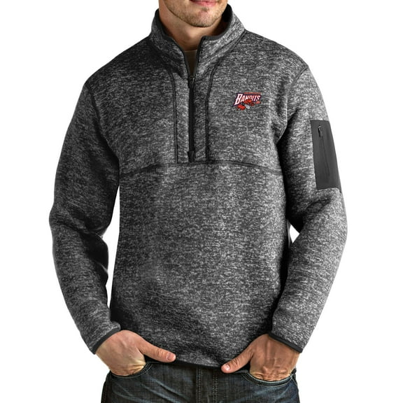 Men's Antigua Heathered Charcoal Buffalo Bandits Fortune Half-Zip Pullover Jacket