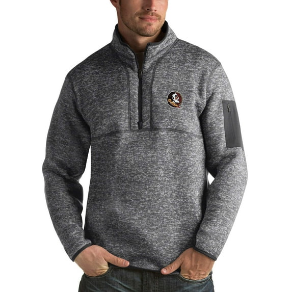 Men's Antigua Charcoal Florida State Seminoles Fortune Half-Zip Sweatshirt