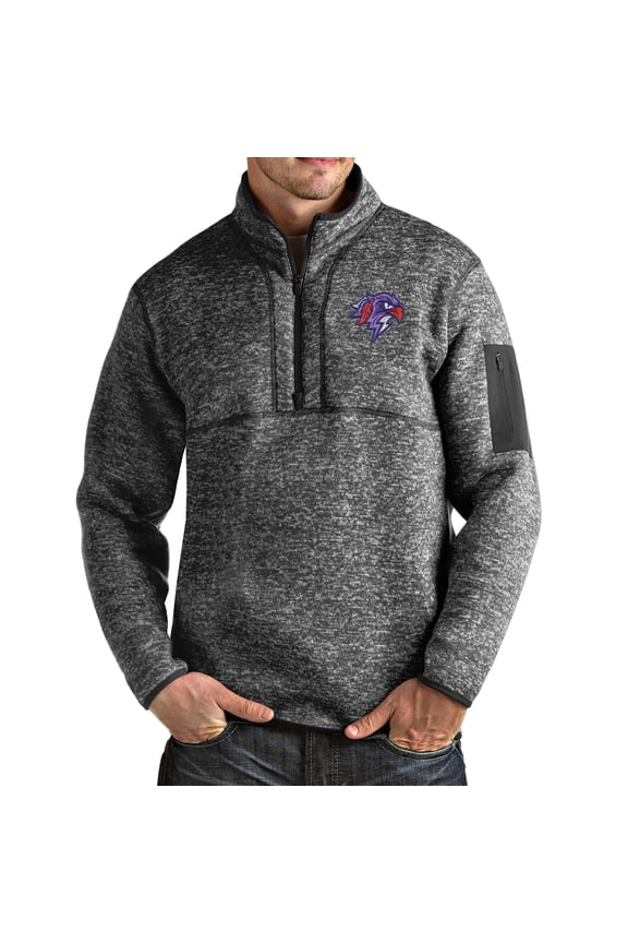 Men's Antigua Heathered Charcoal Halifax Thunderbirds Fortune Half-Zip Pullover Jacket