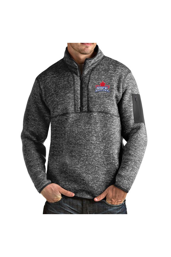 Men's Antigua Heathered Charcoal Toronto Rock Fortune Half-Zip Pullover Jacket