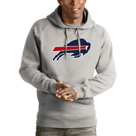 Men's Antigua Heathered Gray Buffalo Bills Victory Pullover Hoodie