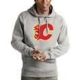 thumbnail image 1 of Men's Antigua Heathered Gray Calgary Flames Logo Victory Pullover Hoodie, 1 of 1