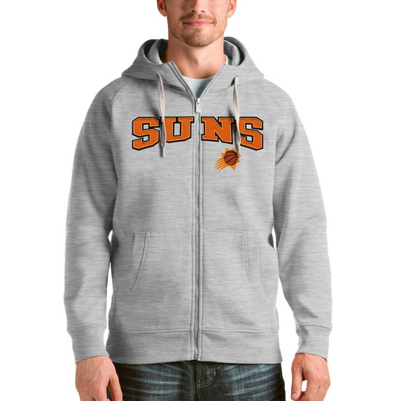 Men's Antigua Heathered Gray Phoenix Suns Victory Full-Zip Hoodie