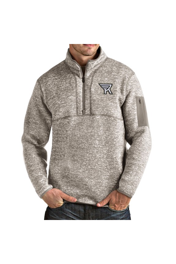 Men's Antigua Heathered Gray Rochester Knighthawks Fortune Half-Zip Pullover Jacket