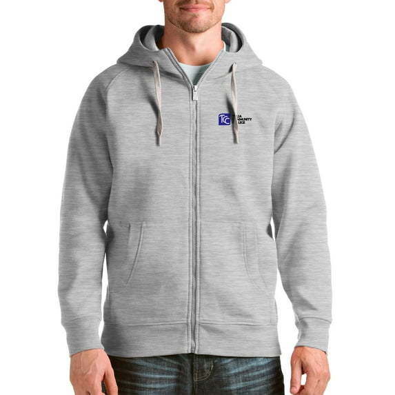 Men's Antigua Heathered Gray Tulsa Community College Victory Full-Zip Hoodie