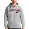 thumbnail image 1 of Men's Antigua Heathered Gray Washington Capitals Wordmark Victory Full-Zip Hoodie, 1 of 1