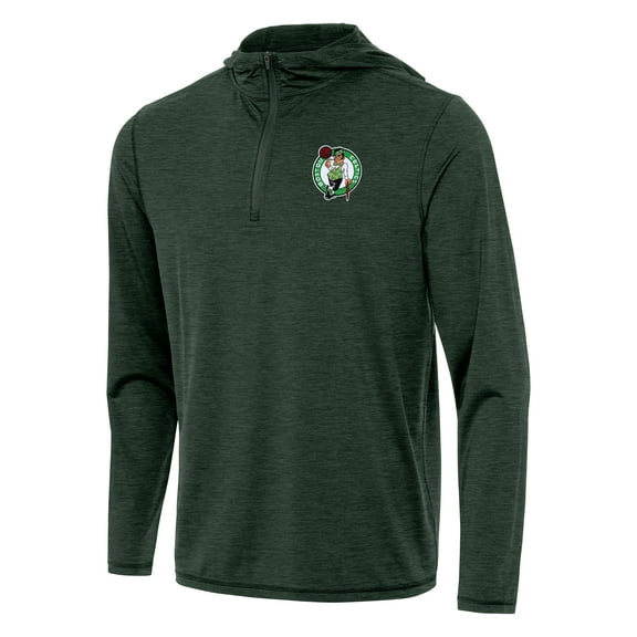 Men's Antigua Hunter Green Boston Celtics Tidy Quarter-Zip Hoodie