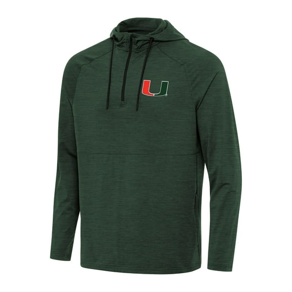Men's Antigua Hunter Green Miami Hurricanes Spikes Quarter-Zip Hoodie