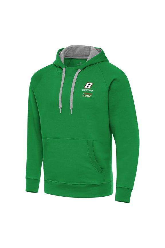 Men's-Antigua Kelly Green Brad Keselowski Fleece Victory Pullover Hoodie