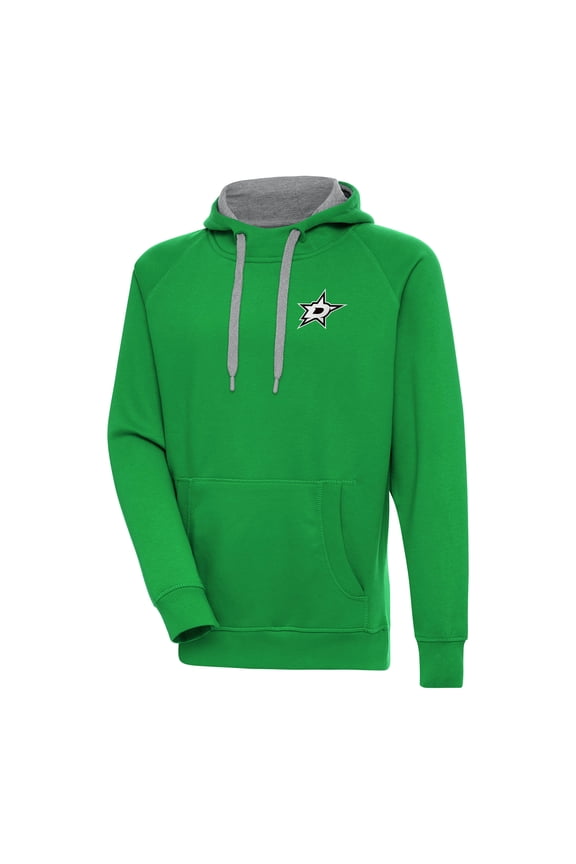 Men's Antigua  Kelly Green Dallas Stars Metallic Logo Victory Pullover Hoodie