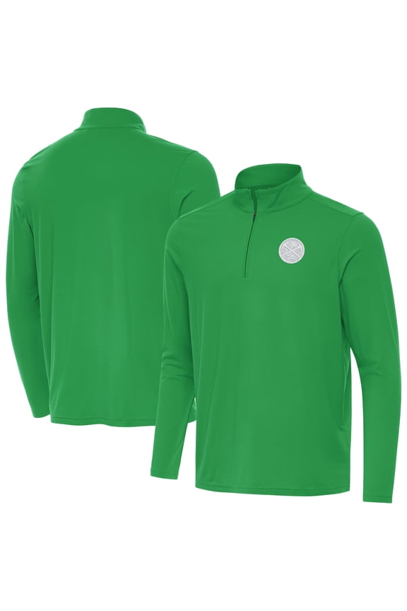 Men's Antigua Kelly Green Denver Nuggets St. Patrick's Day Intent Quarter-Zip Jacket