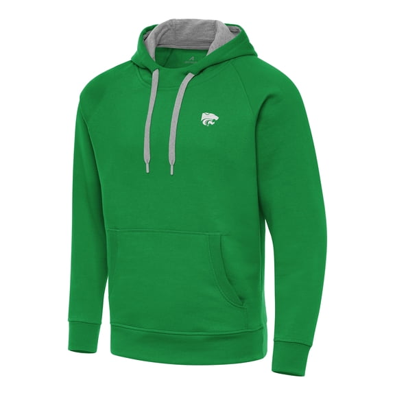 Men's-Antigua  Kelly Green Kansas State Wildcats St. Patrick's Day Fleece Raglan Victory Pullover Hoodie